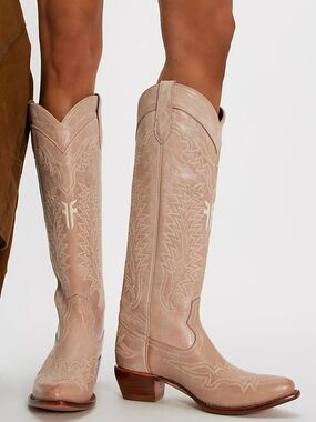 Frye Sacha Feather Deco Women's Tall Suede Western Cowboy Boot - Taupe/Brown 10